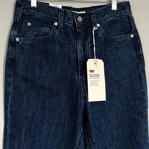 Levi’s 70s Ultra High Rise Slim Straight Leg Jeans Dark Wash Embroidered… - Picture 4 of 13